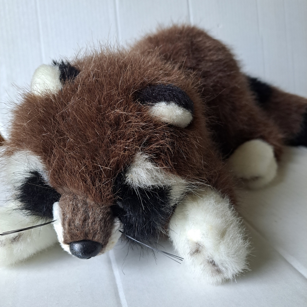 Yomiko Collectible Plush Raccoon Toy - Brown and White Vintage 1990